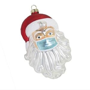 Genuine Real Glass Blown Santa Face Mask Ornament